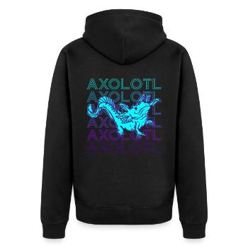 Axolotl Retro Gift - Unisex Premium Organic Zip Hoodie - black - Back - Nico (187cm)