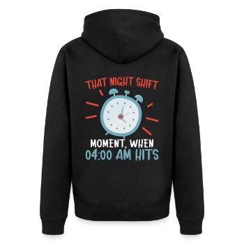 That Night Shift Moment Graveyard Shift Employee - Unisex Premium Organic Zip Hoodie - black - Back - Nico (187cm)
