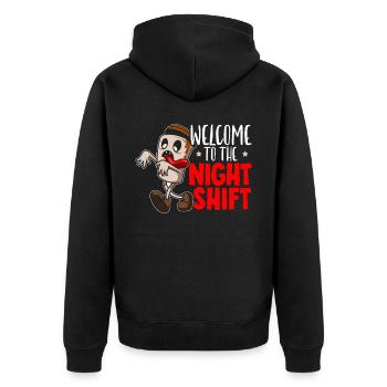Willkommen bei The Night Shift Graveyard Shift Worker - Unisex Premium Bio Zip Hoodie - Schwarz - Hinten - Nico (187cm)