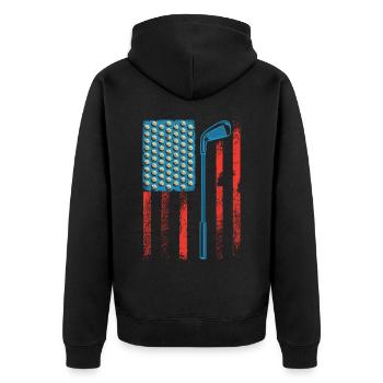 Amerika Golfspieler USA 4. Juli Golfer - Unisex Premium Bio Zip Hoodie - Schwarz - Hinten - Nico (187cm)
