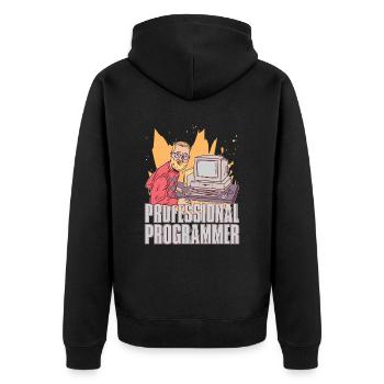 Programmierer Coder Software Entwickler - Unisex Premium Bio Zip Hoodie - Schwarz - Hinten - Nico (187cm)