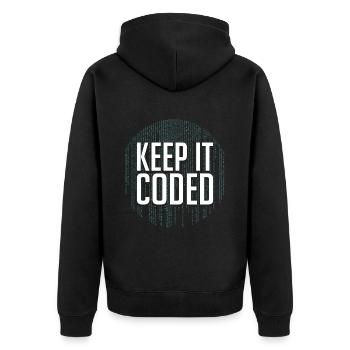 Programmeur Coder Développeur de logiciels - Veste à capuche bio Premium Unisexe - noir - Dos - Nico (187cm)