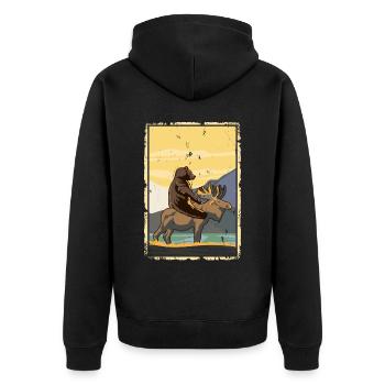 L’ours chevauche l’orignal La nature étrange - Veste à capuche bio Premium Unisexe - noir - Dos - Nico (187cm)