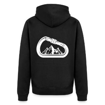 Klettern Bergsport Kletterer - Unisex Premium Bio Zip Hoodie - Schwarz - Hinten - Nico (187cm)
