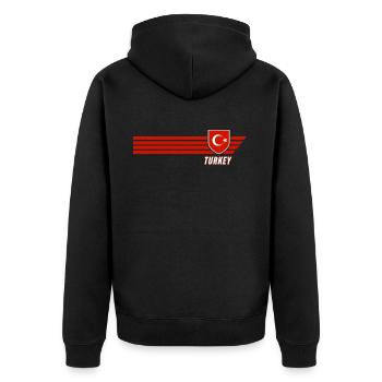 Turkey Ay-Yildizlilar Football Fan Jersey - Unisex Premium Organic Zip Hoodie - black - Back - Nico (187cm)