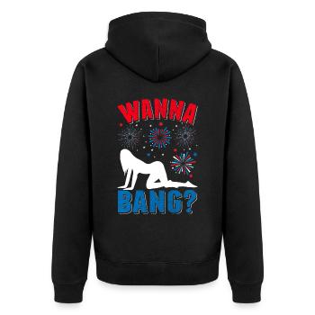 4. Juli Männer Feuerwerk USA - Unisex Premium Bio Zip Hoodie - Schwarz - Hinten - Nico (187cm)