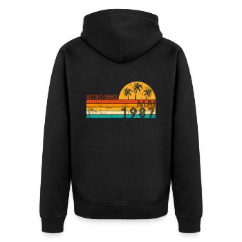 Retro since Mai 1987 - Geburtstag im Mai - Unisex Premium Bio Zip Hoodie - Schwarz - Hinten - Nico (187cm)