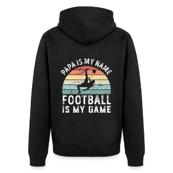 Papa est mon nom Le football est mon jeu Papa Pères - Veste à capuche bio Premium Unisexe - noir - Dos - Nico (187cm)