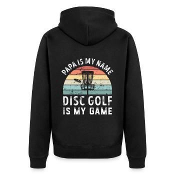 Papa est mon nom Disc Golf est mon jeu Papa Pères - Veste à capuche bio Premium Unisexe - noir - Dos - Nico (187cm)