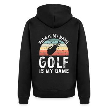 Papa est mon nom Golf est mon jeu Papa Fête des Pères - Veste à capuche bio Premium Unisexe - noir - Dos - Nico (187cm)