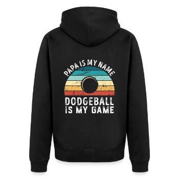 Papa est mon nom Dodgeball est mon jeu Papa Pères - Veste à capuche bio Premium Unisexe - noir - Dos - Nico (187cm)