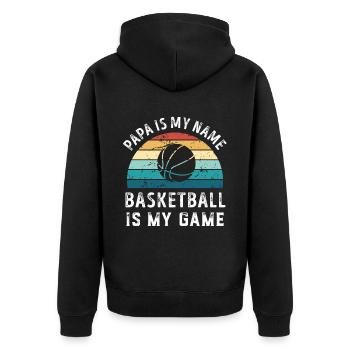 Papa est mon nom Basketball est mon jeu Papa Pères - Veste à capuche bio Premium Unisexe - noir - Dos - Nico (187cm)