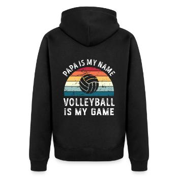Papa est mon nom Volleyball est mon jeu Papa Pères - Veste à capuche bio Premium Unisexe - noir - Dos - Nico (187cm)