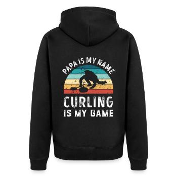 Papa est mon nom Curling est mon jeu Papa Pères - Veste à capuche bio Premium Unisexe - noir - Dos - Nico (187cm)