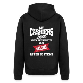 Coupon Shopper Discount Couponer Discount Sale - Unisex Premium Organic Zip Hoodie - black - Back - Nico (187cm)