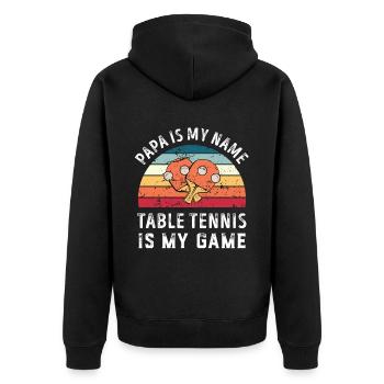 Papa est mon nom Tennis de table est mon jeu Papa - Veste à capuche bio Premium Unisexe - noir - Dos - Nico (187cm)