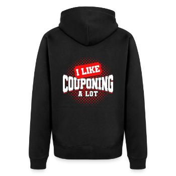 Coupon Shopper Discount Couponer Discount Sale - Unisex Premium Organic Zip Hoodie - black - Back - Nico (187cm)