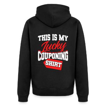 Coupon Shopper Discount Couponer Discount Sale - Unisex Premium Organic Zip Hoodie - black - Back - Nico (187cm)