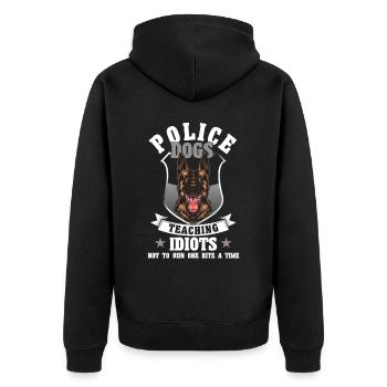 Deutscher Schäferhund Polizeihund Polizei Hund - Unisex Premium Bio Zip Hoodie - Schwarz - Hinten - Nico (187cm)