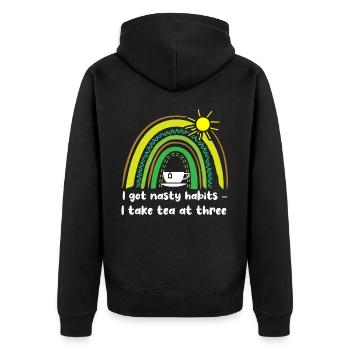 Teeliebhaber, Teetrinker, Teezeit - Unisex Premium Bio Zip Hoodie - Schwarz - Hinten - Nico (187cm)