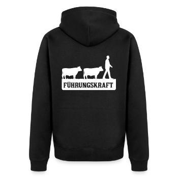 Führungskraft, Hühnerzucht, Hühner - Unisex Premium Bio Zip Hoodie - Schwarz - Hinten - Nico (187cm)