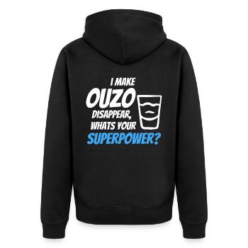J’ai laissé disparaître l’ouzo - Veste à capuche bio Premium Unisexe - noir - Dos - Nico (187cm)