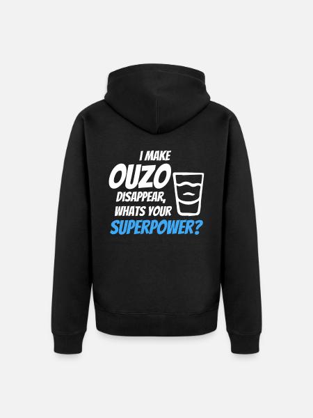 I let ouzo disappear - Unisex Premium Organic Zip Hoodie - black
