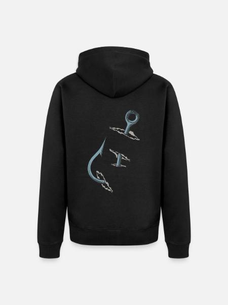 Fishermen, fishing, fishing hooks - Unisex Premium Organic Zip Hoodie - black