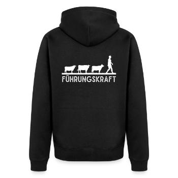 Führungskraft, Hühnerzucht, Hühner - Unisex Premium Bio Zip Hoodie - Schwarz - Hinten - Nico (187cm)