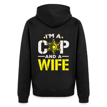 Je suis un policier et une épouse Police Poli - Veste à capuche bio Premium Unisexe - noir - Dos - Nico (187cm)