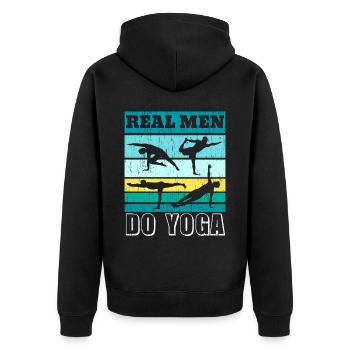 Ich mache Yoga, um den Wahnsinn zu vertreiben Yoga - Unisex Premium Bio Zip Hoodie - Schwarz - Hinten - Nico (187cm)