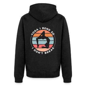 Inhale Exhale Yoga Meditation Fitness Exercise - Unisex Premium Organic Zip Hoodie - black - Back - Nico (187cm)