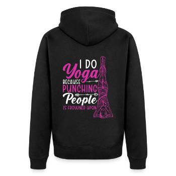 Yoga Lovers Meditation Fitness Exercise Meditate - Unisex Premium Organic Zip Hoodie - black - Back - Nico (187cm)
