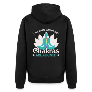 Yoga Ich beuge mich, damit ich nicht zerbreche Yog - Unisex Premium Bio Zip Hoodie - Schwarz - Hinten - Nico (187cm)