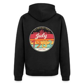Tous les originaux 1983 en juillet - Veste à capuche bio Premium Unisexe - noir - Dos - Nico (187cm)