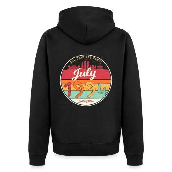 Juli 1994 Geburtstagsgruss - Unisex Premium Bio Zip Hoodie - Schwarz - Hinten - Nico (187cm)