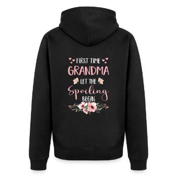 Grands-parents enceintes génial grand-mère flèche pieds de bébé - Veste à capuche bio Premium Unisexe - noir - Dos - Nico (187cm)