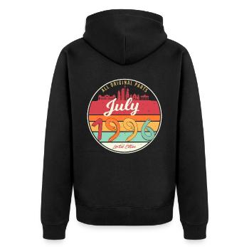 July 1996 Birthday greeting - Unisex Premium Organic Zip Hoodie - black - Back - Nico (187cm)
