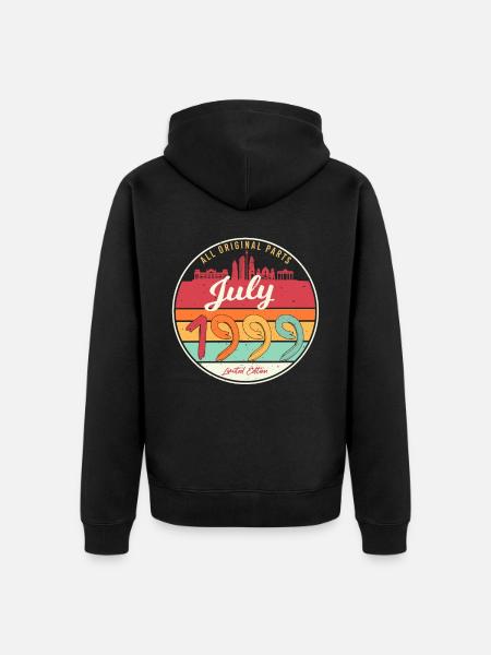 Coole Geschenkidee Für Juli 1999 - Unisex Premium Bio Zip Hoodie - Schwarz