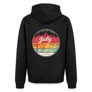 Geboren Im Juli 1990 - Unisex Premium Bio Zip Hoodie - Schwarz - Hinten - Nico (187cm)