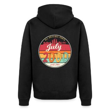 Geburtsmonat Juli 2000 - Unisex Premium Bio Zip Hoodie - Schwarz - Hinten - Nico (187cm)