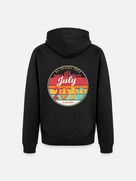 Geburtsmonat Juli 2000 - Unisex Premium Bio Zip Hoodie - Schwarz