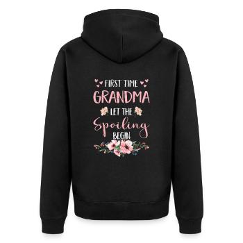 Grand-mère Enceinte Plus grande grand-mère Fleurs Grands-parents - Veste à capuche bio Premium Unisexe - noir - Dos - Nico (187cm)