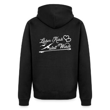 Rostock Lübeck Flensburg Grömitz Kiel - Unisex Premium Bio Zip Hoodie - Schwarz - Hinten - Nico (187cm)