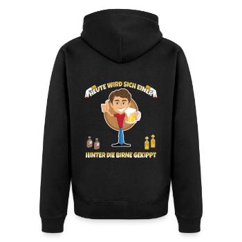 Junggesellenabschied Alkohol und Feier Spruch - Unisex Premium Bio Zip Hoodie - Schwarz - Hinten - Nico (187cm)