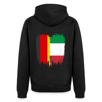 Deutschland Flagge Italien - Unisex Premium Bio Zip Hoodie - Schwarz - Hinten - Nico (187cm)