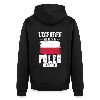 Polska Polen Pole Polnisches - Unisex Premium Bio Zip Hoodie - Schwarz - Hinten - Nico (187cm)
