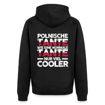 Polska Polin Tante Polen - Unisex Premium Bio Zip Hoodie - Schwarz - Hinten - Nico (187cm)