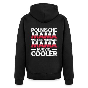 Polin Polenische Mama Polen Mutter Polska - Unisex Premium Bio Zip Hoodie - Schwarz - Hinten - Nico (187cm)