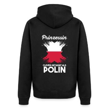 Prinzessin Polska Pole Polnisches Polen - Unisex Premium Bio Zip Hoodie - Schwarz - Hinten - Nico (187cm)